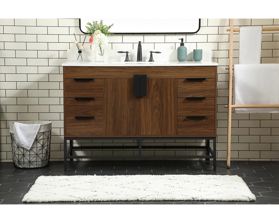 Elegant Bathroom Vanity - Walnut (VF488W48MWT-BS)