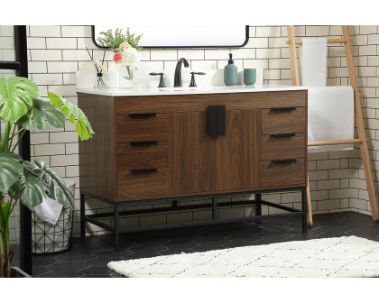 Elegant Bathroom Vanity - Walnut (VF488W48MWT-BS)