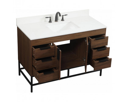 Elegant Bathroom Vanity - Walnut (VF488W48MWT-BS)