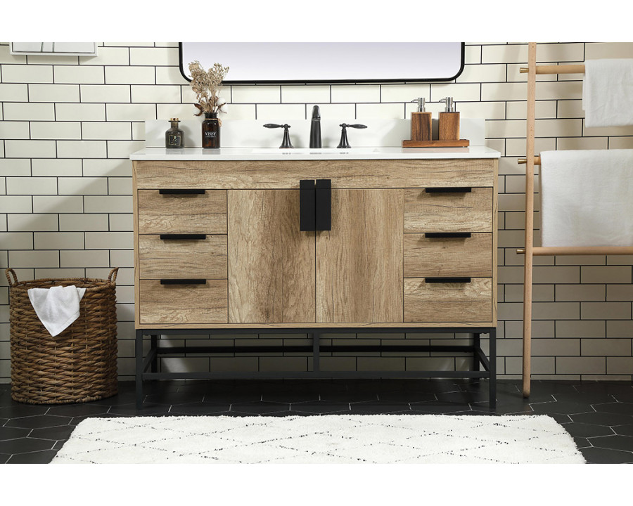 Elegant Bathroom Vanity - Natural Oak (VF488W48NT-BS)