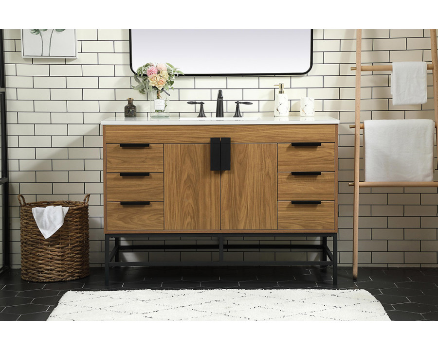 Elegant Bathroom Vanity - Walnut Brown (VF488W48WB)