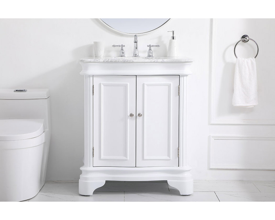 Elegant Bathroom Vanity - White, L 30" (VF52030WH)