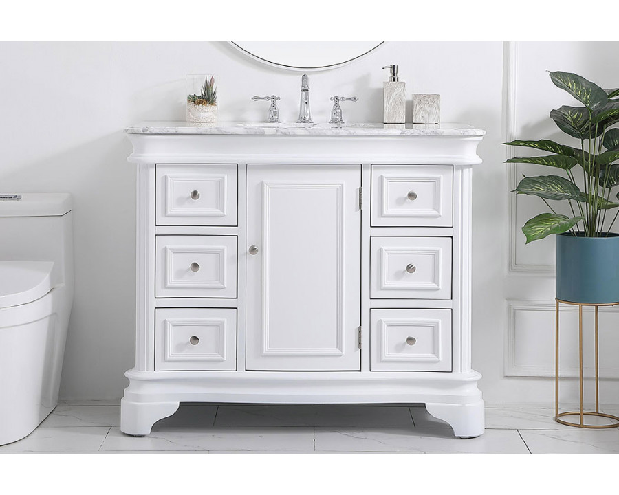 Elegant Bathroom Vanity - White, L 42" (VF52042WH)