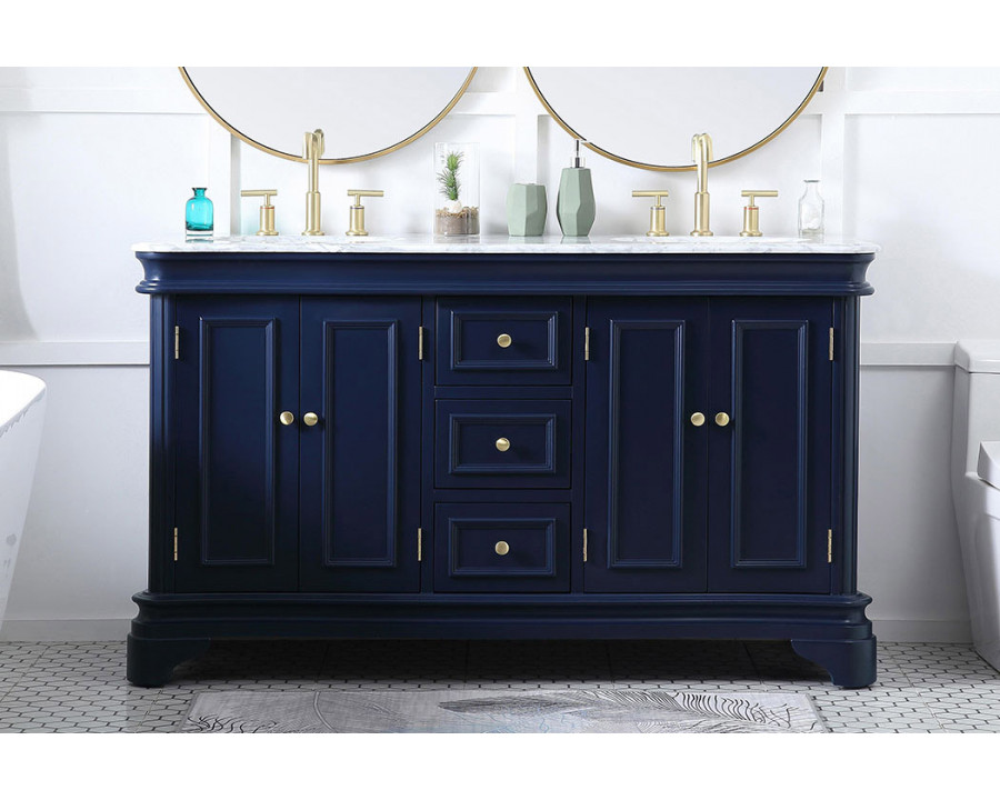 Elegant Double Bathroom Vanity - Blue (VF52060DBL)