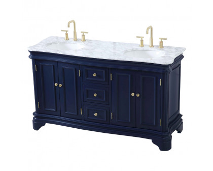 Elegant Double Bathroom Vanity - Blue (VF52060DBL)