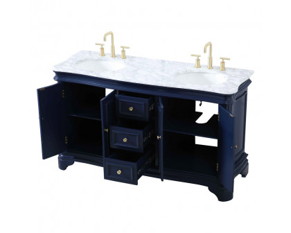 Elegant Double Bathroom Vanity - Blue (VF52060DBL)