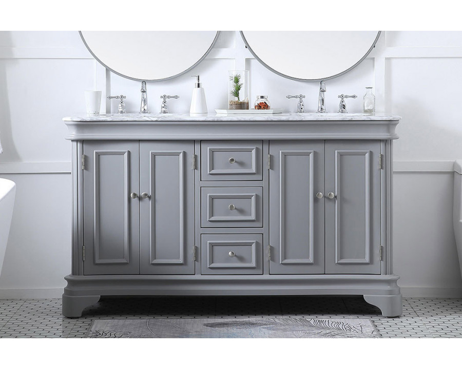 Elegant Double Bathroom Vanity - Gray (VF52060DGR)