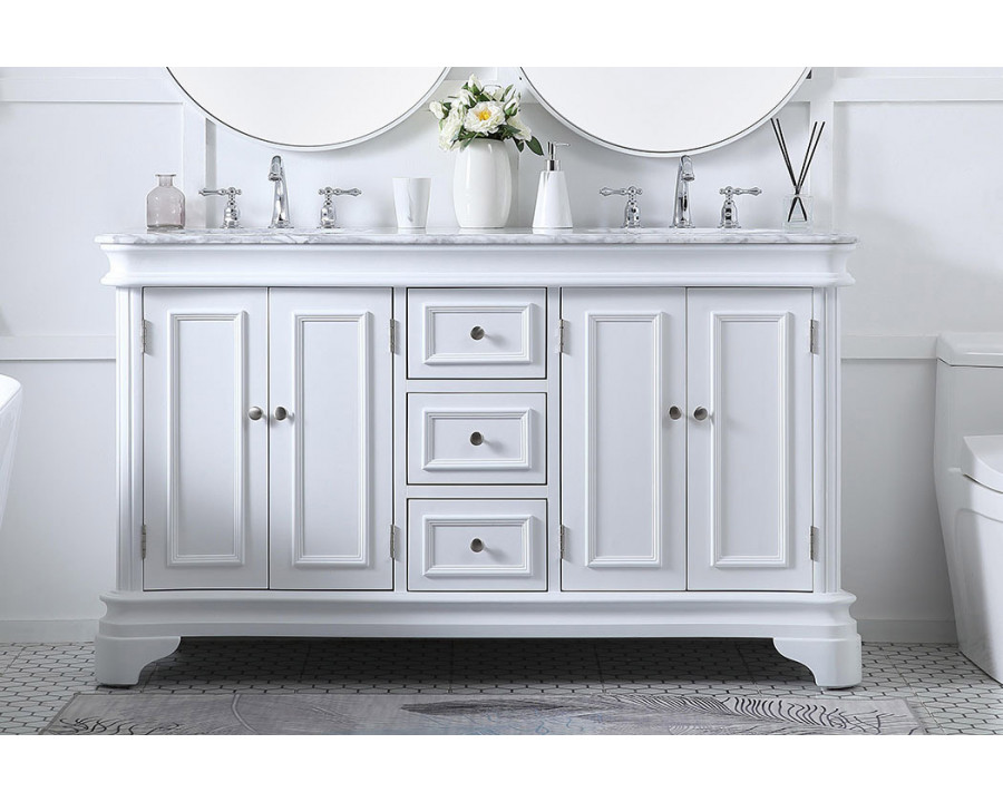 Elegant Double Bathroom Vanity - White (VF52060DWH)