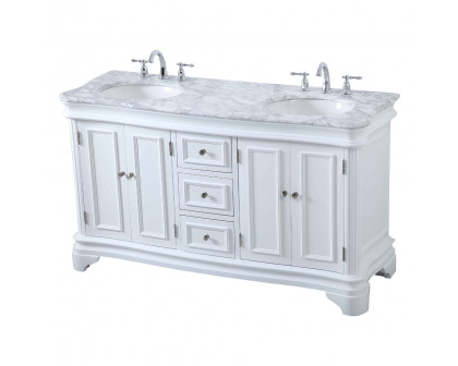 Elegant Double Bathroom Vanity - White (VF52060DWH)