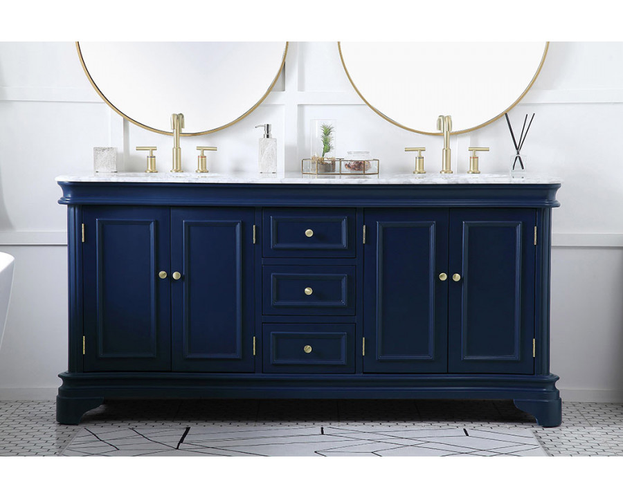 Elegant Double Bathroom Vanity - Blue (VF52072DBL)