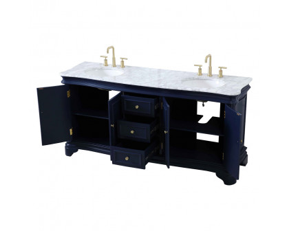 Elegant Double Bathroom Vanity - Blue (VF52072DBL)