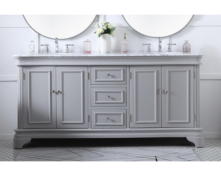 Elegant Double Bathroom Vanity - Gray (VF52072DGR)