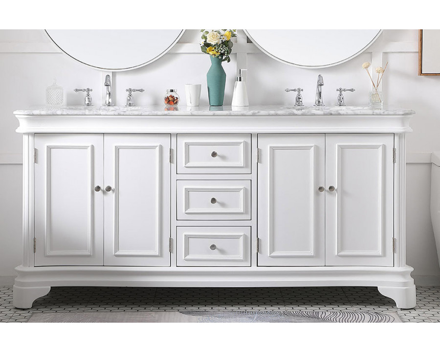 Elegant Double Bathroom Vanity - White (VF52072DWH)