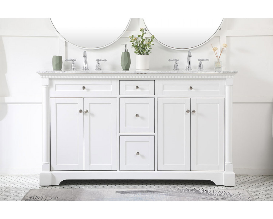 Elegant Bathroom Vanity - White, L 60" (VF53060DWH)