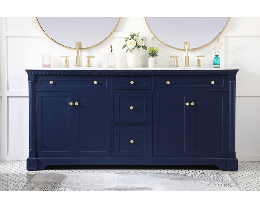 Elegant Bathroom Vanity - Blue, L 72" (VF53072DBL)