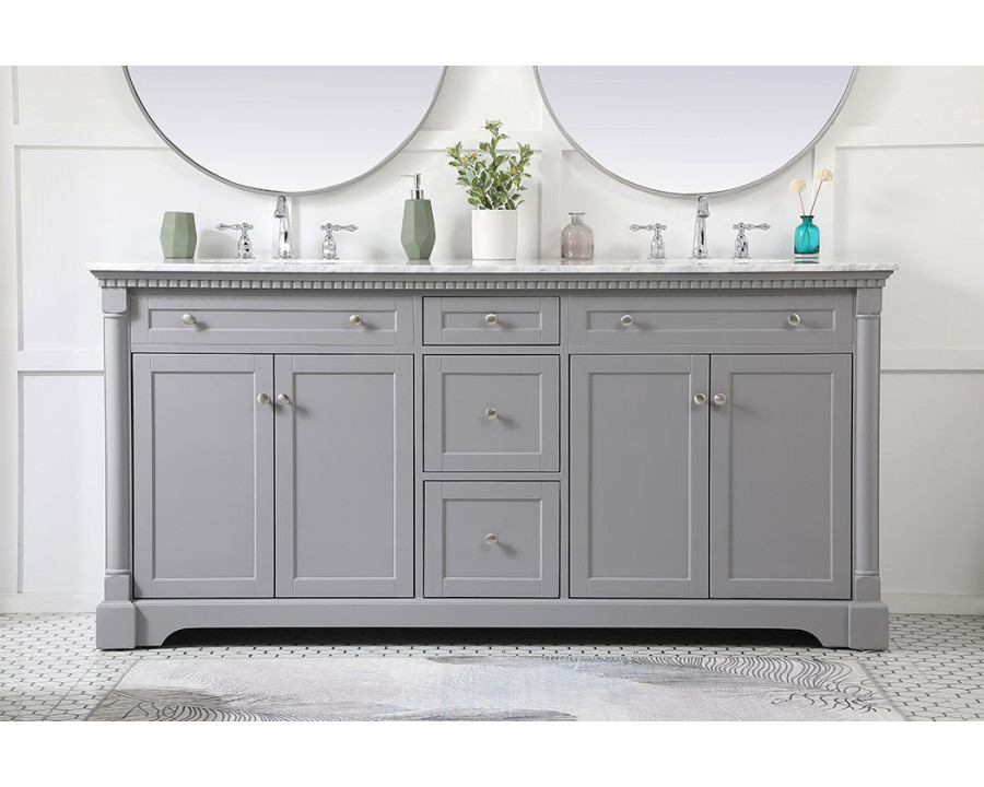 Elegant Bathroom Vanity - Gray, L 72" (VF53072DGR)