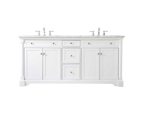 Elegant Bathroom Vanity - White, L 72" (VF53072DWH)