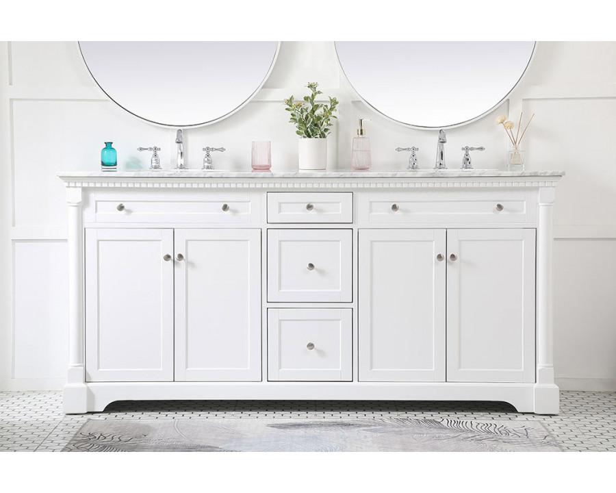 Elegant Bathroom Vanity - White, L 72" (VF53072DWH)