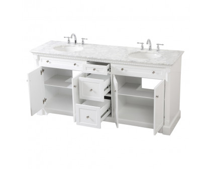 Elegant Bathroom Vanity - White, L 72" (VF53072DWH)