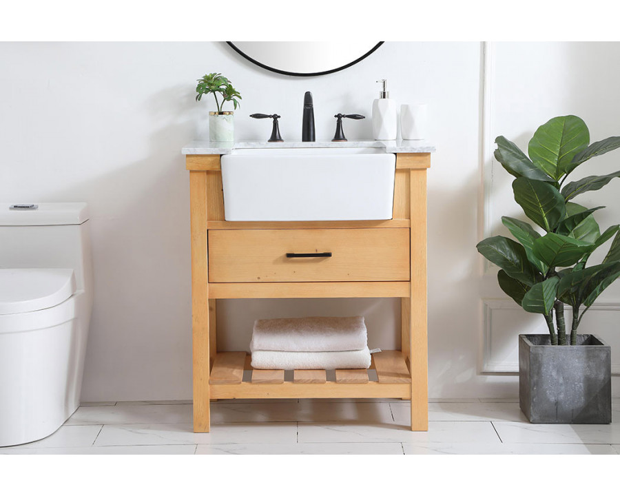 Elegant Bathroom Vanity - Natural Wood (VF60130NW)