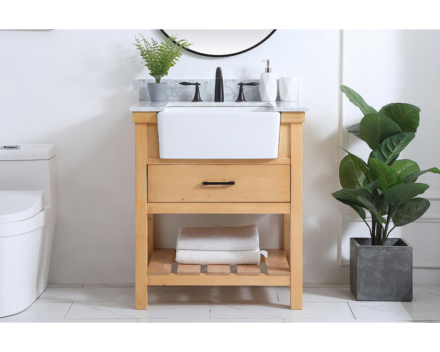 Elegant Bathroom Vanity - Natural Wood (VF60130NW-BS)