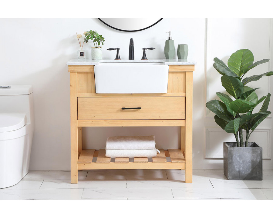 Elegant Bathroom Vanity - Natural Wood (VF60136NW)