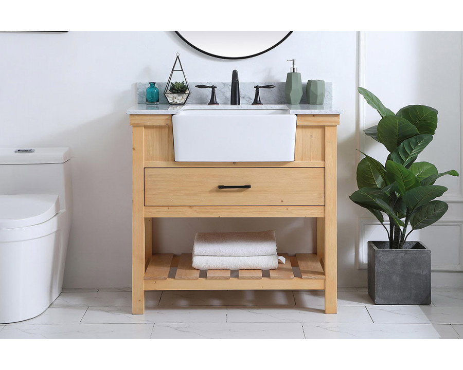 Elegant Bathroom Vanity - Natural Wood (VF60136NW-BS)