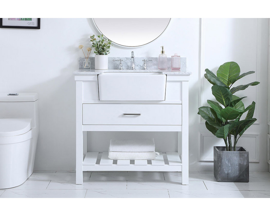 Elegant Bathroom Vanity - White (VF60136WH-BS)