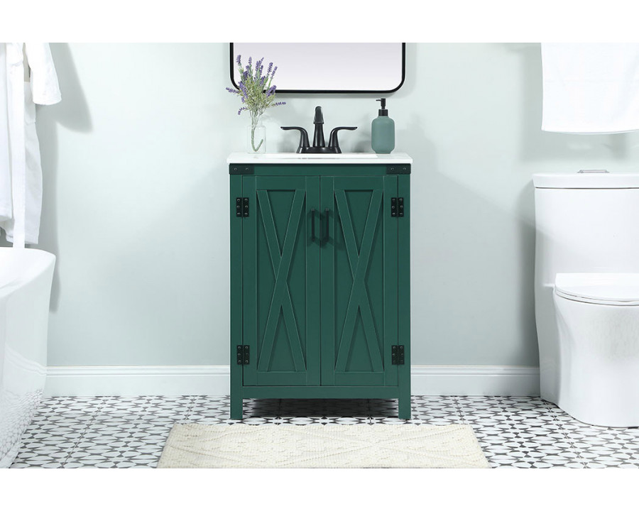 Elegant Bathroom Vanity - Green (VF90224MGN)