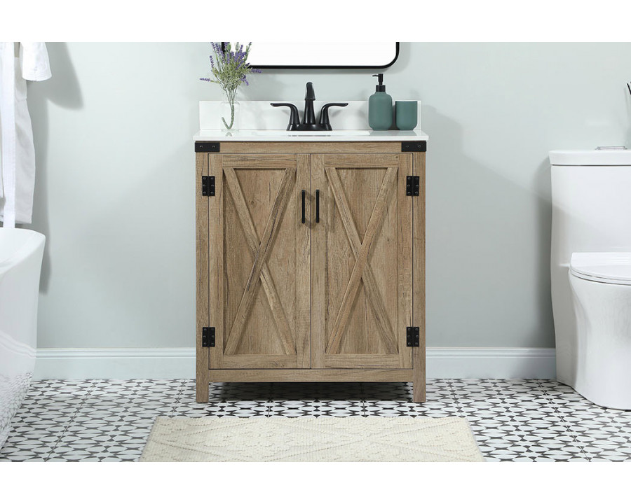 Elegant Bathroom Vanity - Natural Wood (VF90230NT-BS)