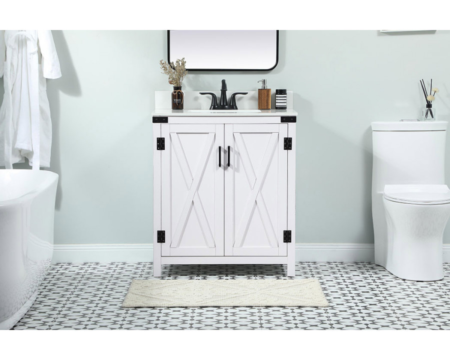 Elegant Bathroom Vanity - White (VF90230WH-BS)