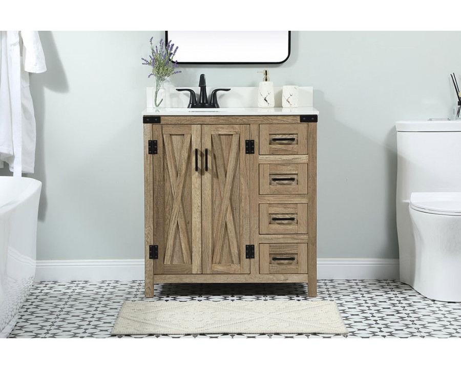 Elegant Bathroom Vanity - Natural Wood (VF90232NT-BS)