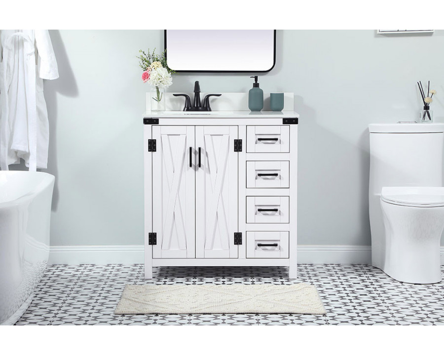 Elegant Bathroom Vanity - White (VF90232WH-BS)