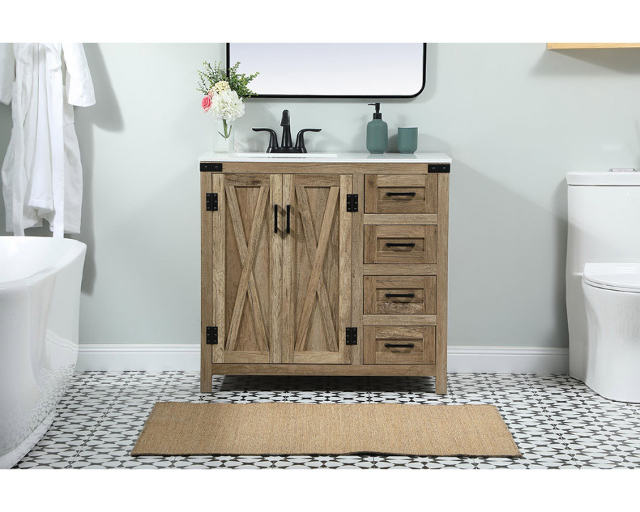 Elegant Bathroom Vanity - Natural Wood (VF90236NT)