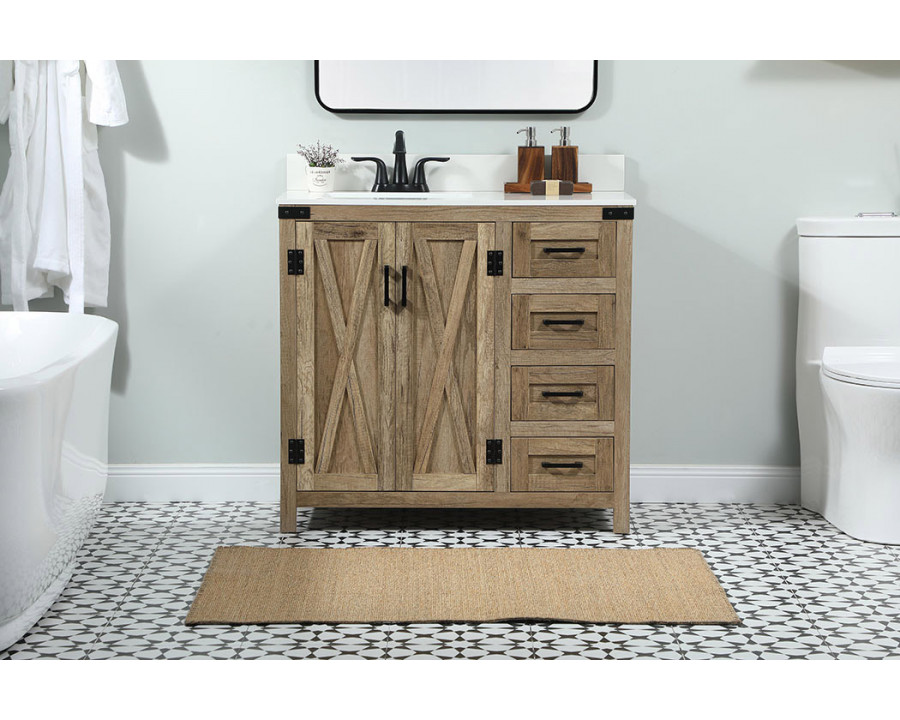 Elegant Bathroom Vanity - Natural Wood (VF90236NT-BS)