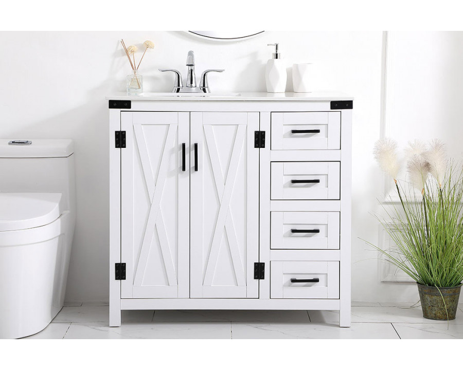 Elegant Bathroom Vanity - White (VF90236WH)