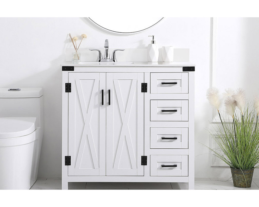 Elegant Bathroom Vanity - White (VF90236WH-BS)