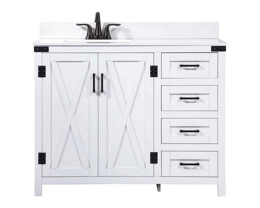 Elegant Bathroom Vanity - White (VF90242WH-BS)