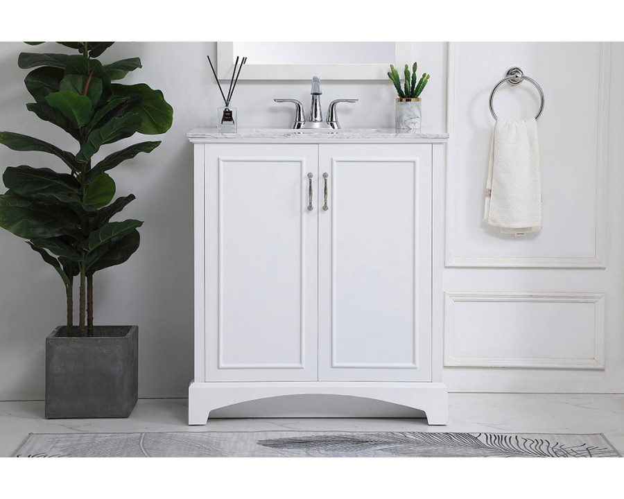 Elegant Bathroom Vanity - White, L 30" (VF90630WH)