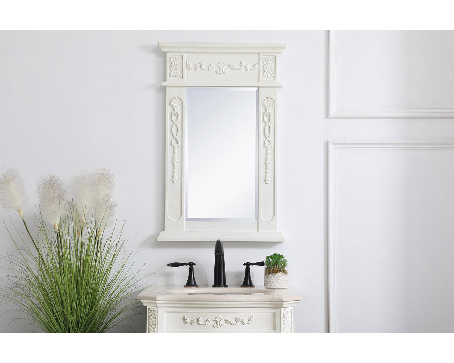 Elegant Wall Mirror - Antique White, L 18" (VM11828AW)