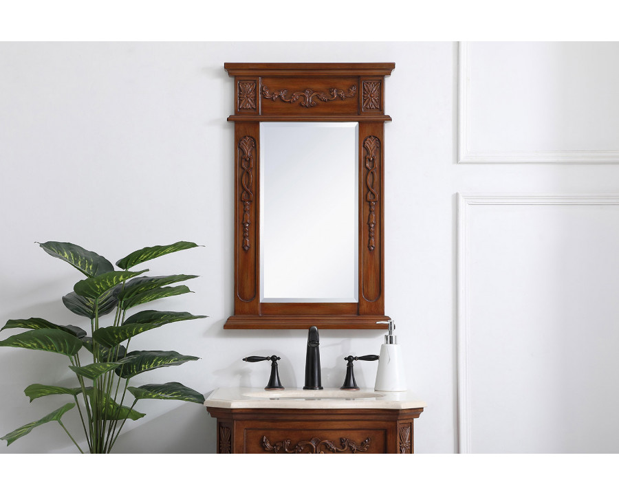 Elegant Wall Mirror - Teak, L 18" (VM11828TK)