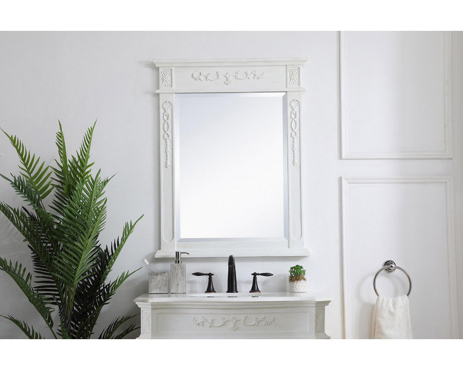 Elegant Wall Mirror - Antique White, L 28" (VM12836AW)