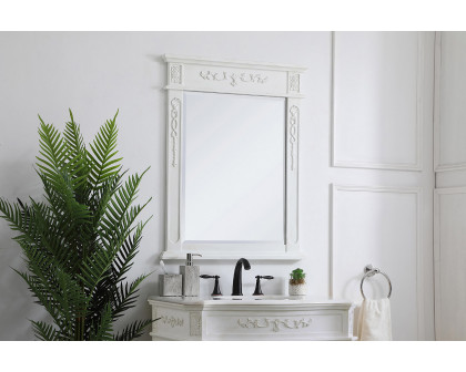 Elegant Wall Mirror - Antique White, L 28" (VM12836AW)