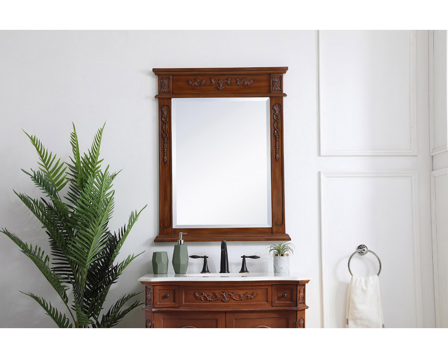 Elegant Wall Mirror - Teak, L 28" (VM12836TK)