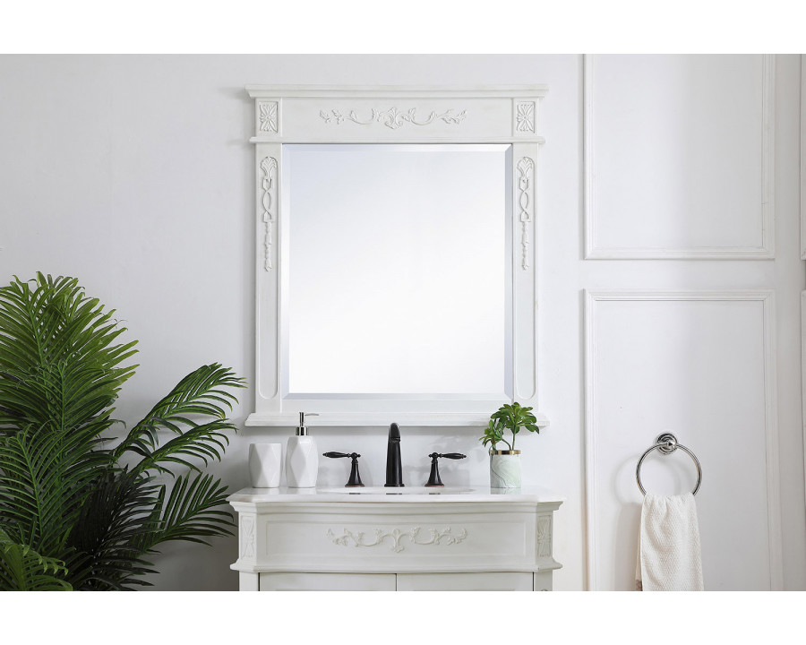 Elegant Wall Mirror - Antique White, L 32" (VM13236AW)