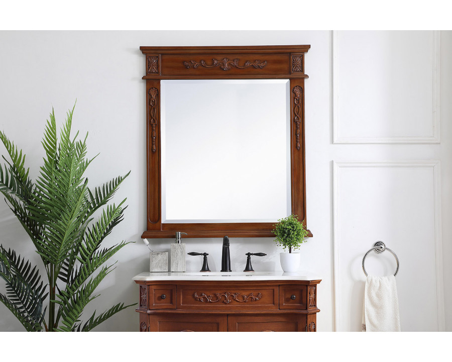 Elegant Wall Mirror - Teak, L 32" (VM13236TK)