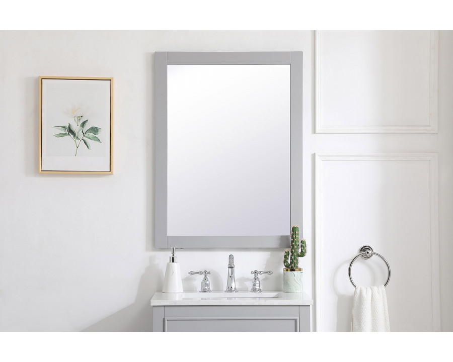 Elegant Wall Mirror - Gray, D 24", H 32" (VM22432GR)