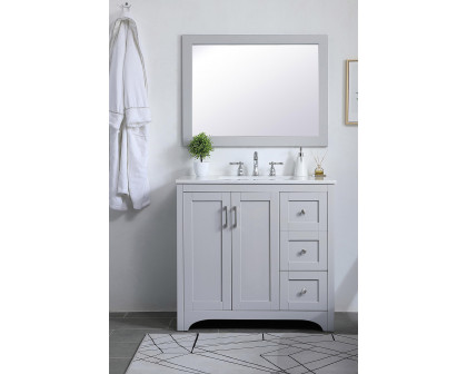 Elegant Wall Mirror - Gray, D 24", H 32" (VM22432GR)