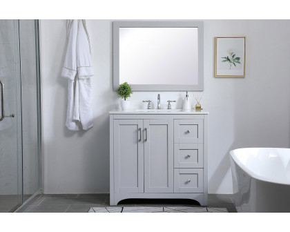 Elegant Wall Mirror - Gray, D 24", H 36" (VM22436GR)