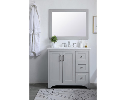 Elegant Wall Mirror - Gray, D 27", H 36" (VM22736GR)